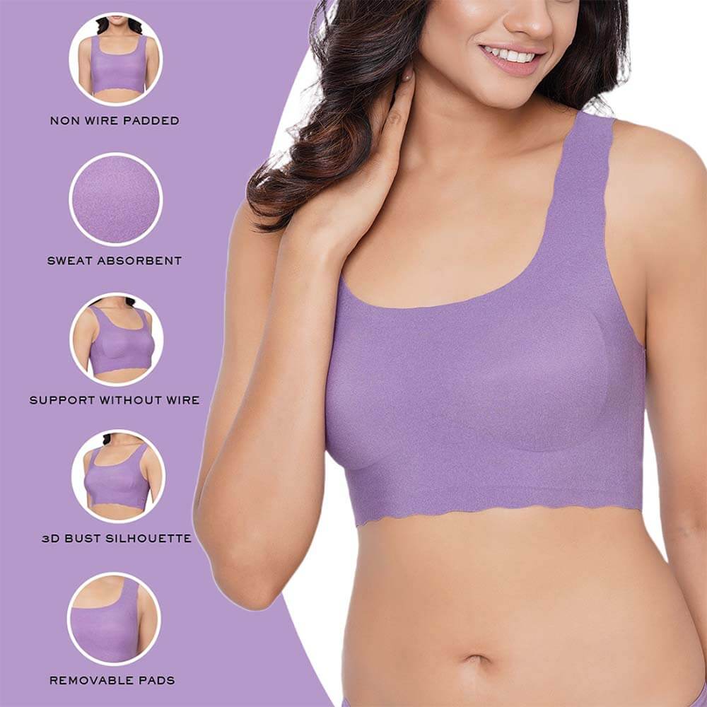 Gococi Padded Non-wired Full Cup Everyday Wear Full coverage T-Shirt Bra - Purple
