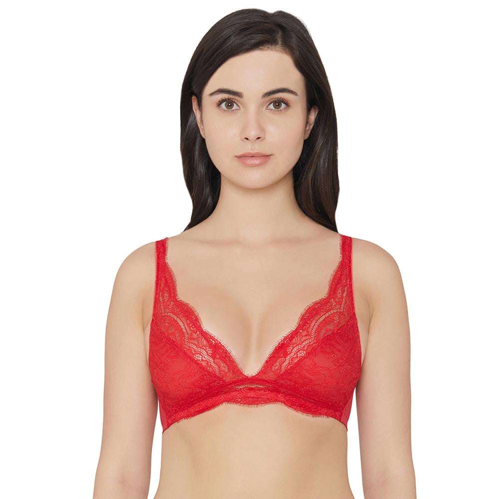 Buy Padded Non-Wired Full Cup Multiway Bra in Red - Lace Online