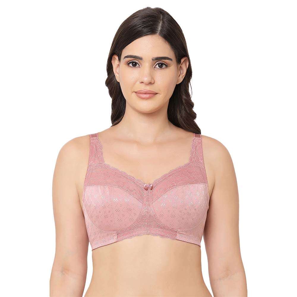 Classic Non Padded Non Wired Full Coverage Plus Size Everyday Comfort Bra -  Pink