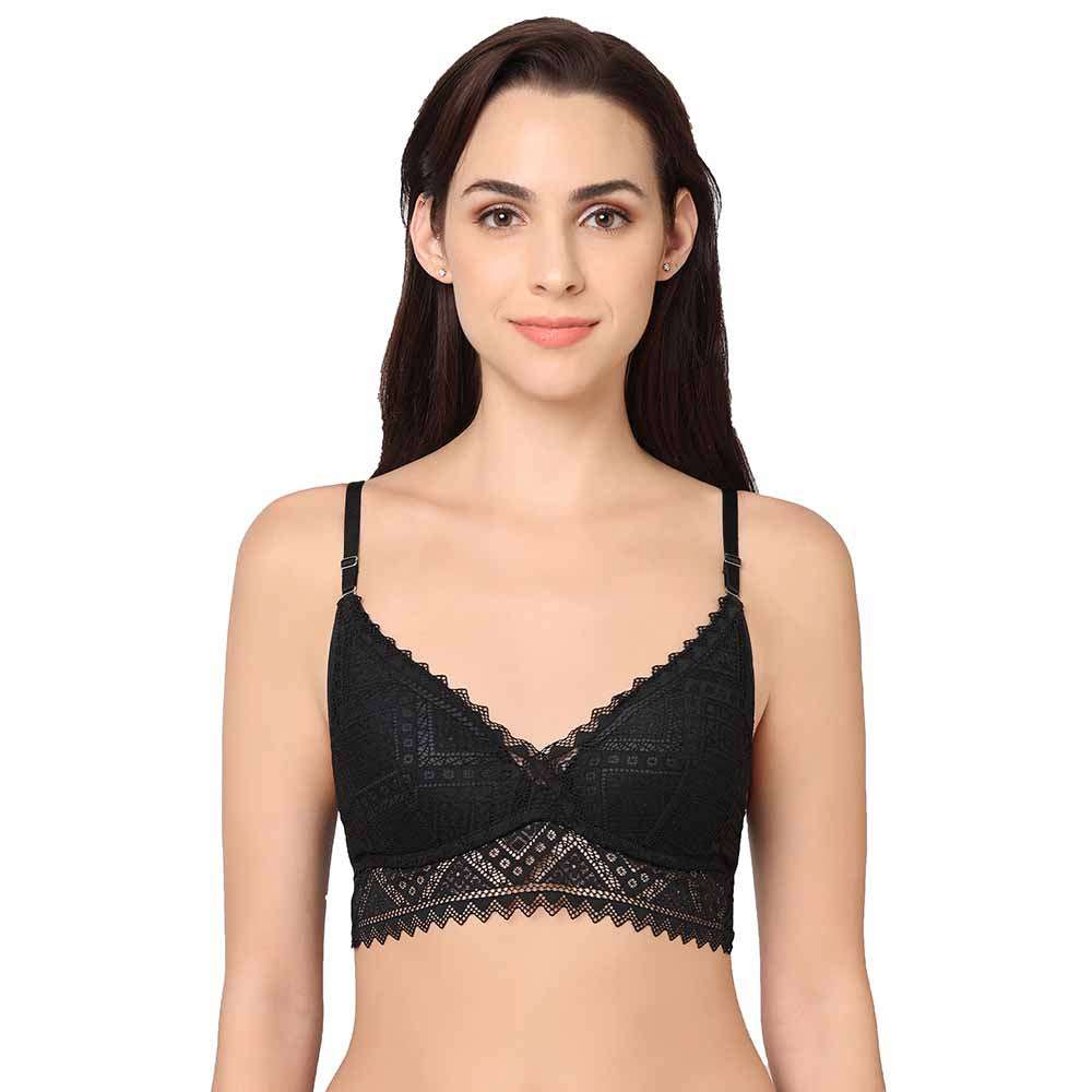 Buy Gaia Collection Padded Non-Wired 3/4th Coverage Lacy Bralette