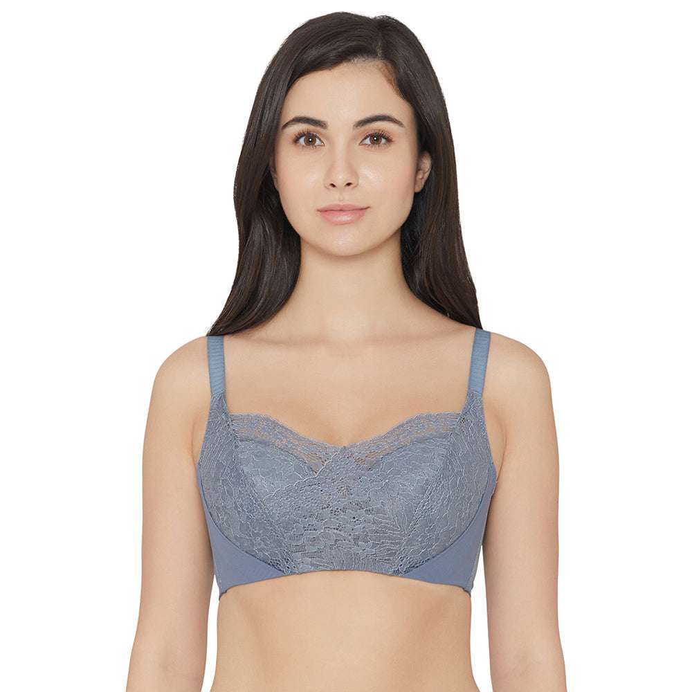 Buy Moselle Padded Wired Full Cup Bridal Wear Full coverage Lace Bra - Blue  Online