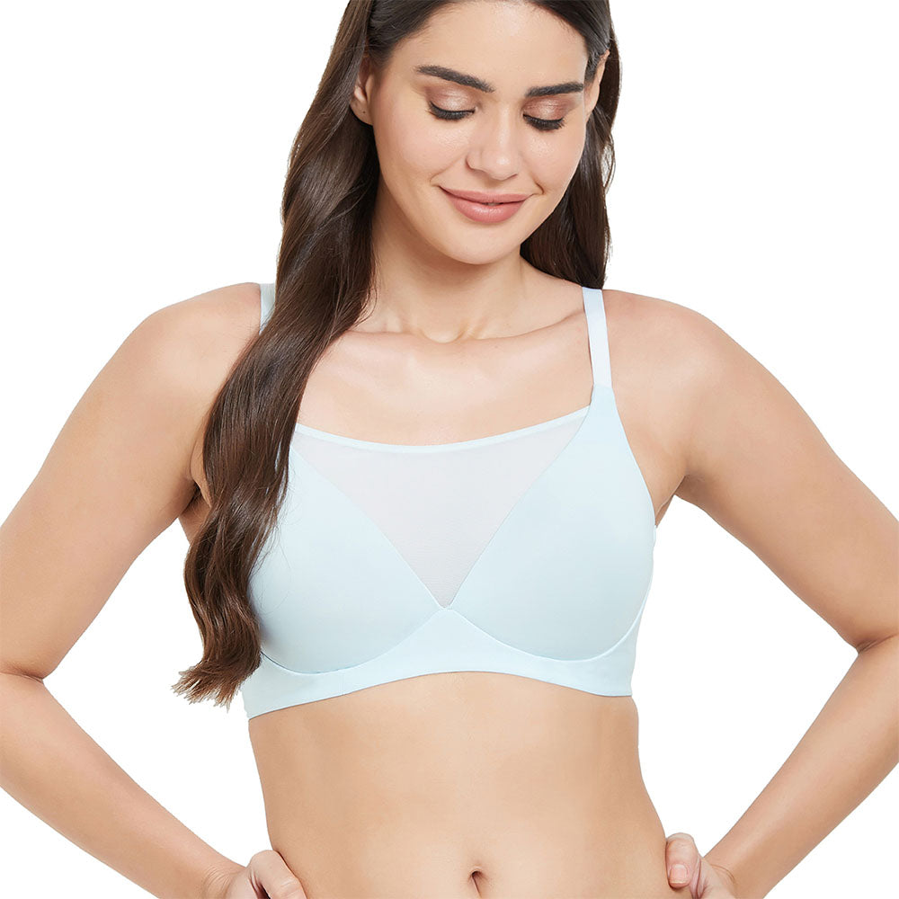 Lively Padded Non-Wired Full Cup Everyday Wear Full coverage T-Shirt Bra - Sky Blue