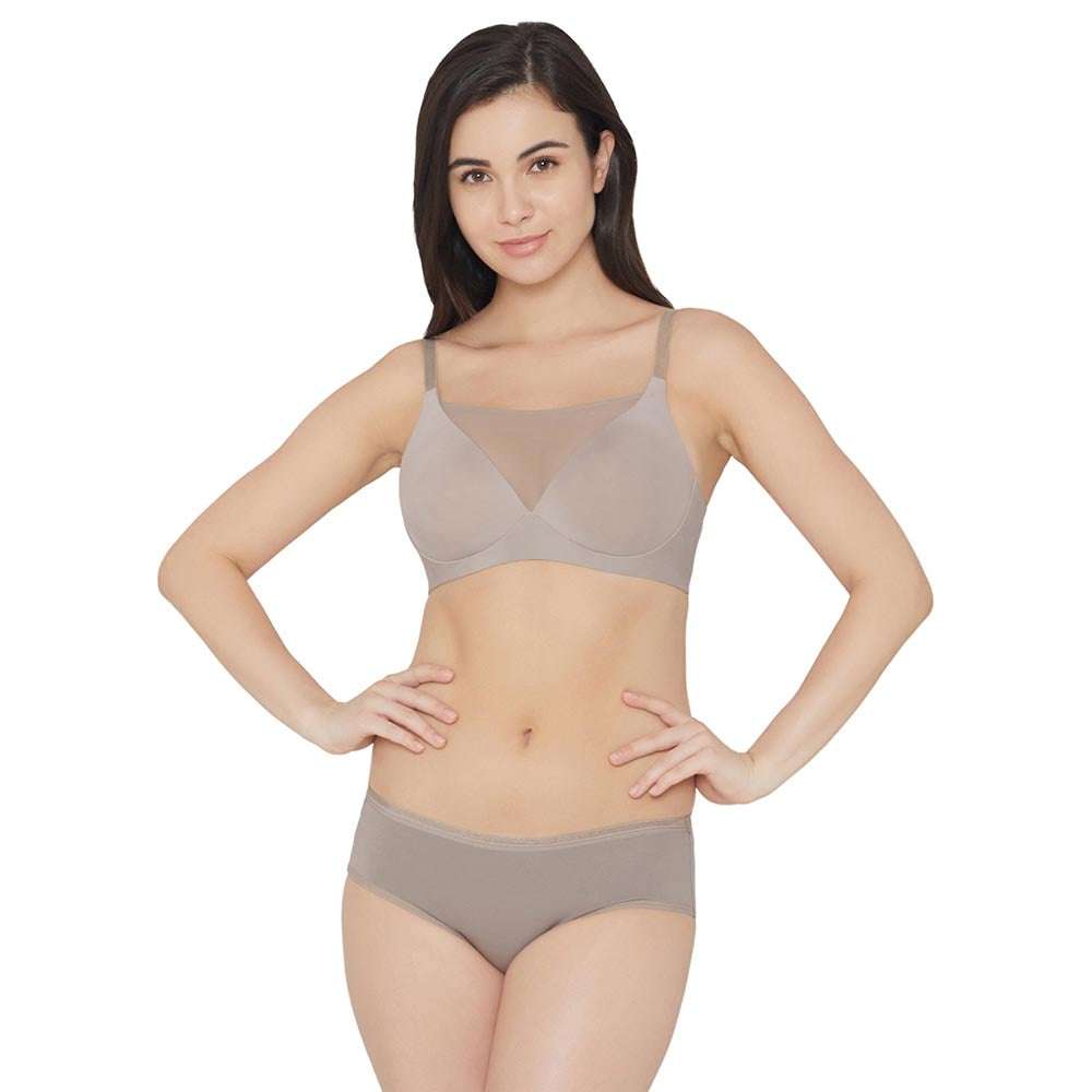 Lively Padded Non-Wired Full Cup Everyday Wear Full coverage T-Shirt Bra - Grey
