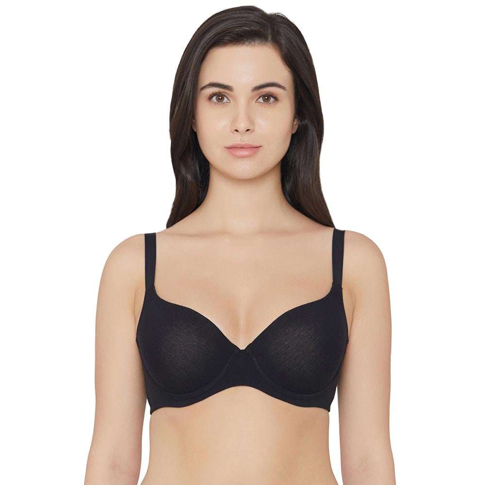 Essentials Padded Wired 3/4th Cup T-shirt Bra-Black