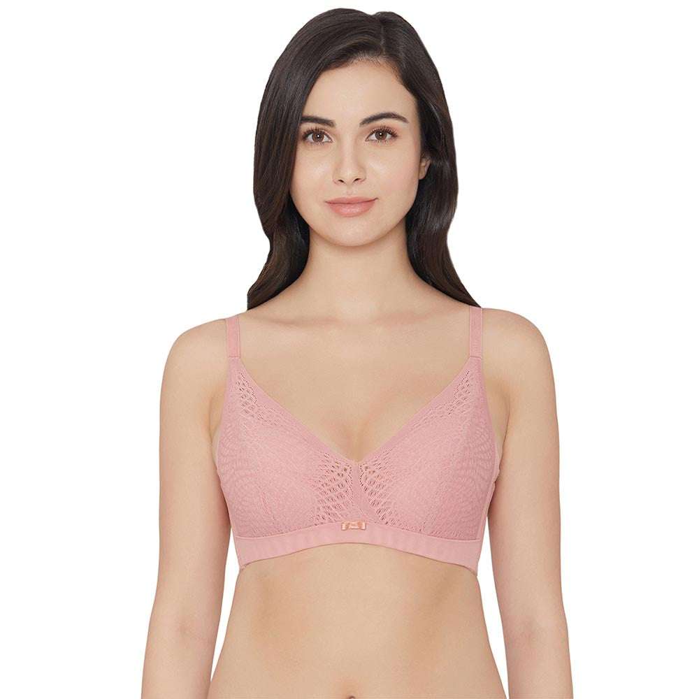 Forma Padded Wired 3/4Th Cup Lace Bra-Pink