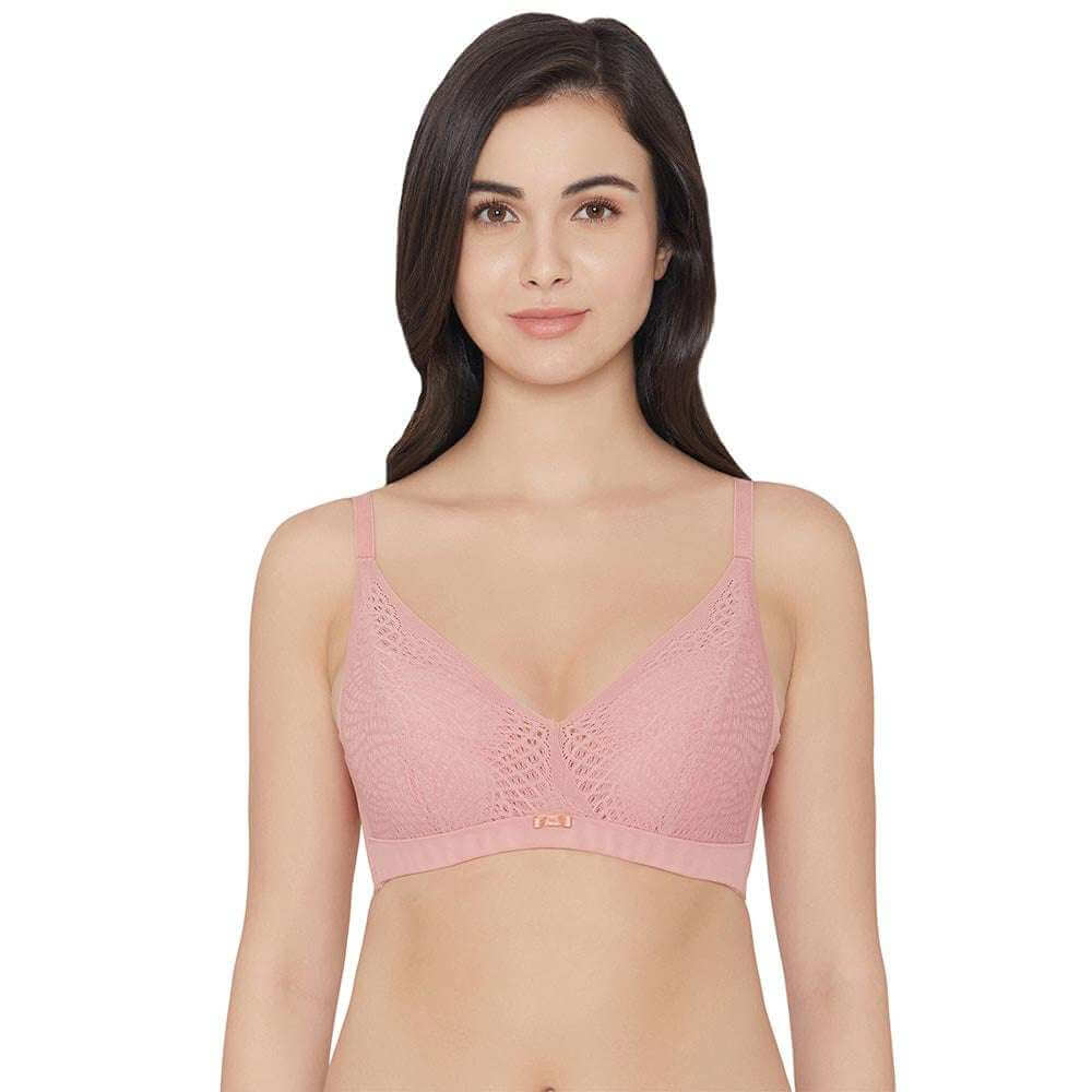 Forma Padded Wired 3/4th Cup Everyday Wear Medium coverage Lace Bra - Pink