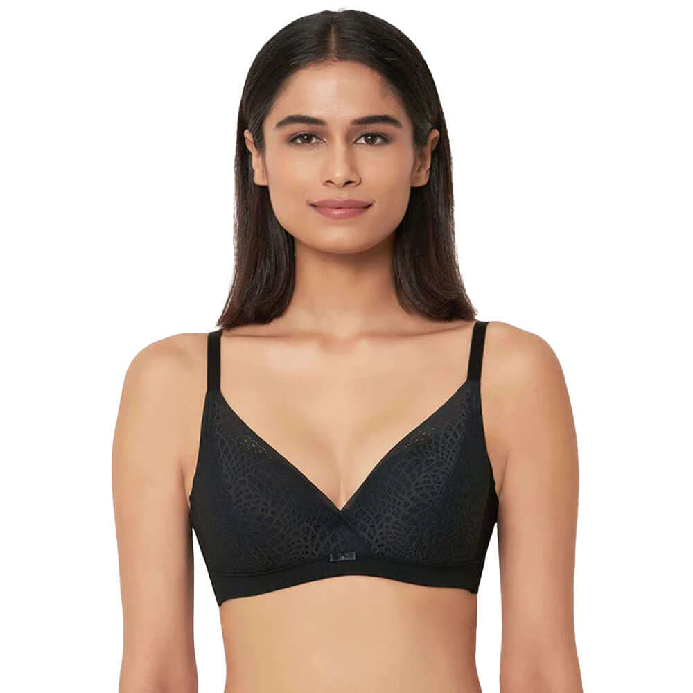 Forma Padded Wired 3/4th Cup Everyday Wear Medium coverage Lace Bra - Black