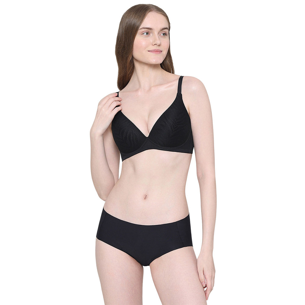 Mysa Padded Non-Wired 3/4th Cup Everyday Wear Medium coverage T-Shirt Bra - Black