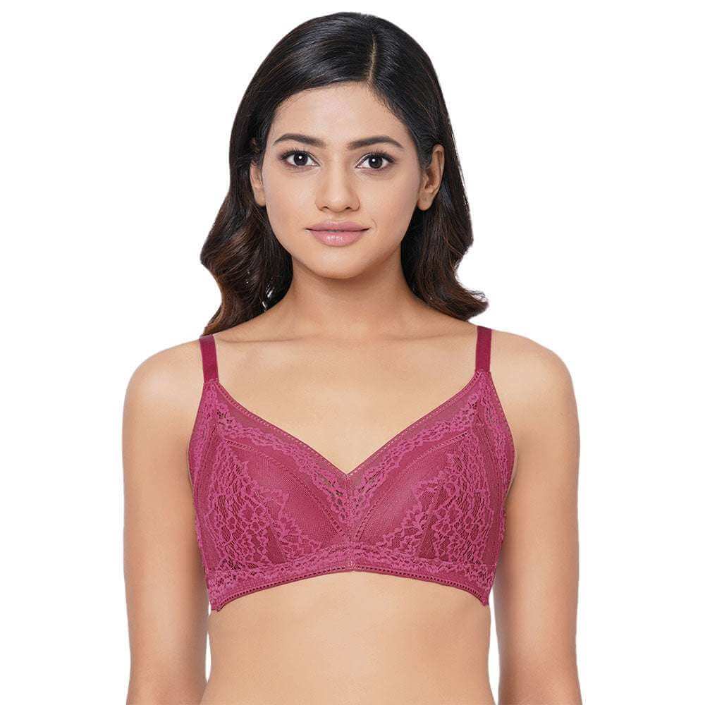 Lucy Padded Non-Wired 3/4th Cup Bridal Wear Medium coverage Fashion Bra - Wine