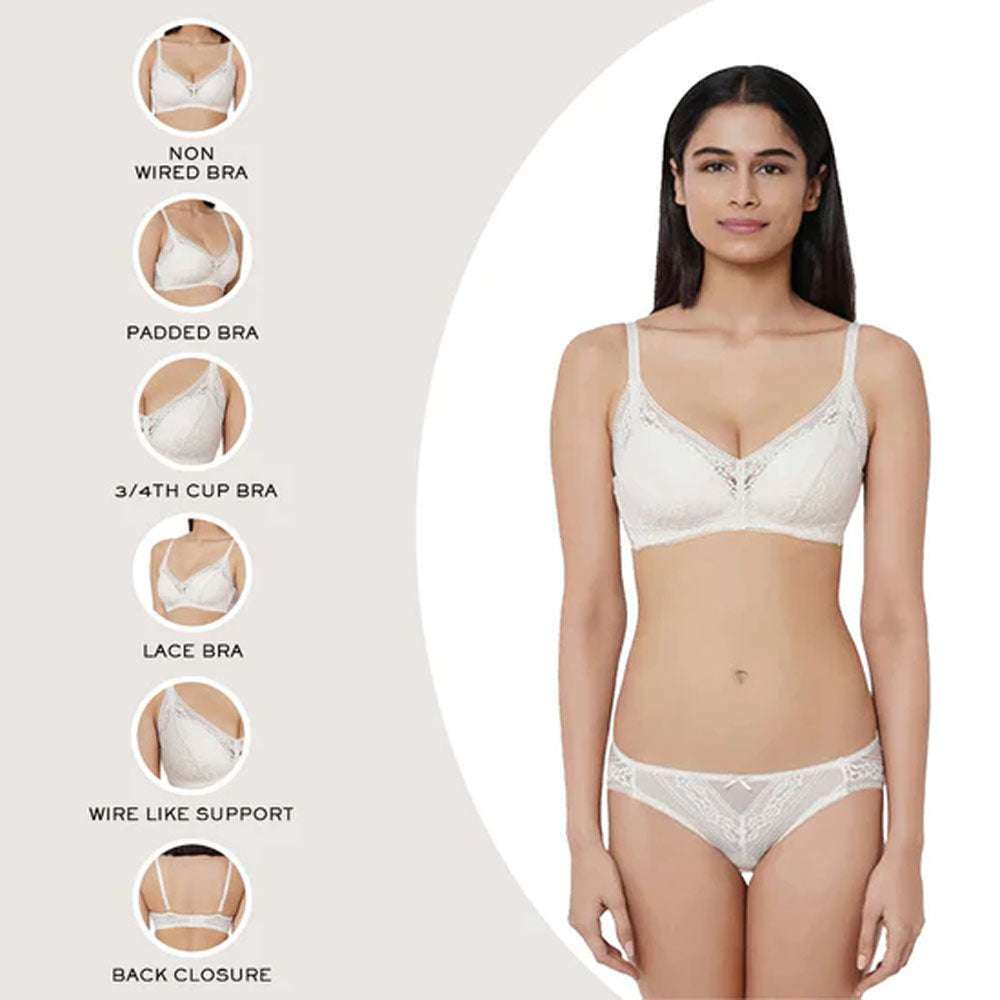 Lucy Padded Non-Wired 3/4th Cup Bridal Wear Medium coverage Fashion Bra - Ivory