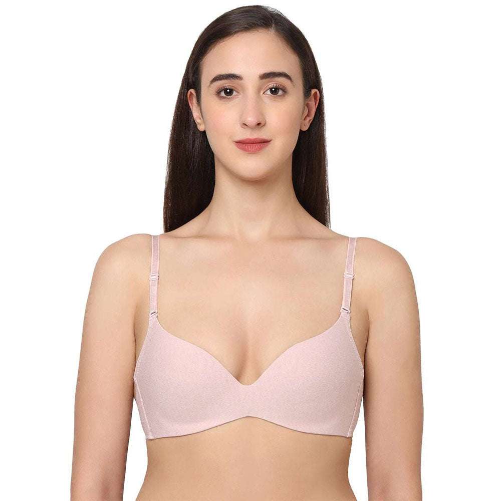 Synchro Padded Non-Wired 3/4th Cup Everyday Wear T-Shirt Bra - Beige