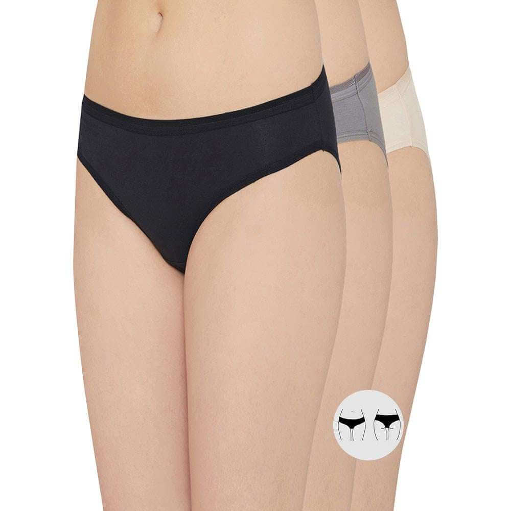 Cotton Low Waist Medium Coverage Everyday Wear Pack of 3 Bikini Panty
