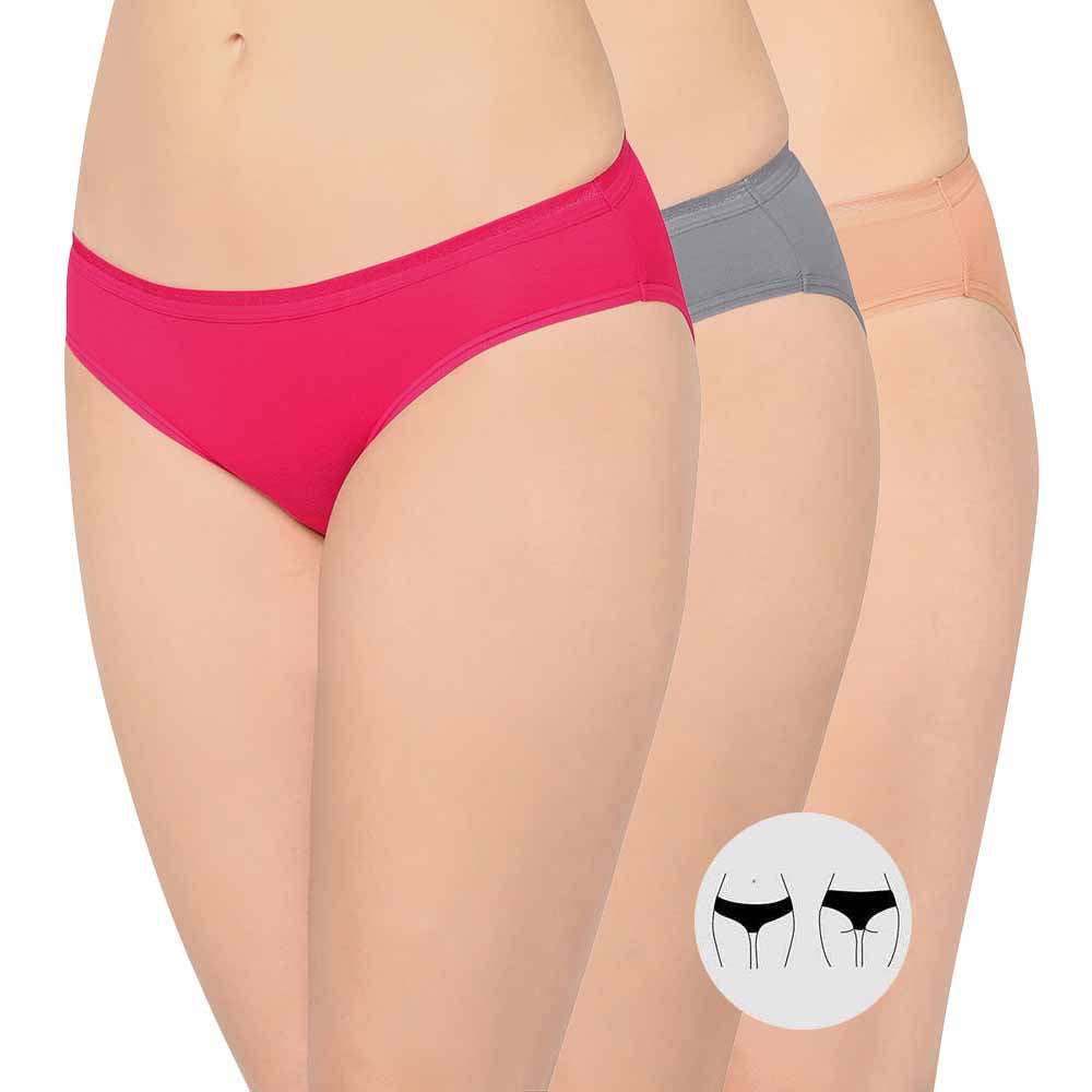 Cotton Low Waist Medium Coverage Everyday Wear Pack of 3 Bikini Panty