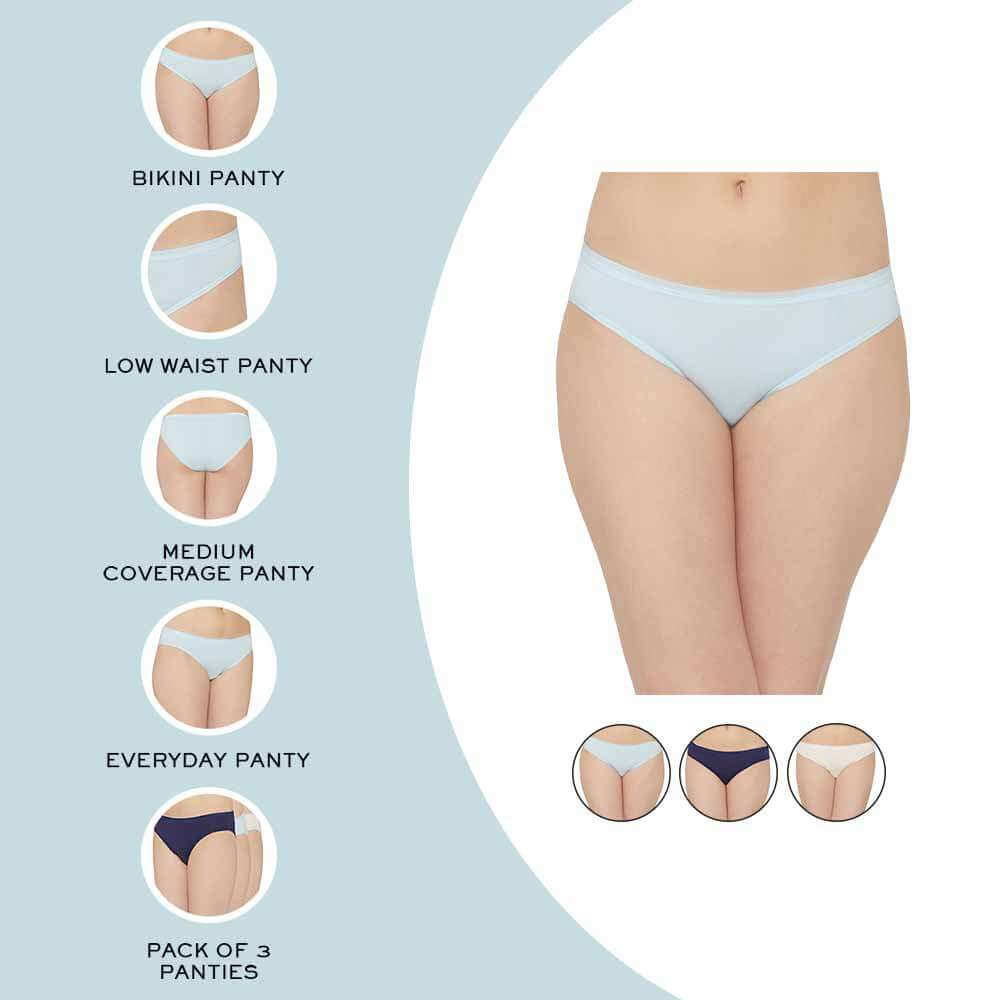 Cotton Low Waist Medium Coverage Everyday Wear Pack of 3 Bikini Panty