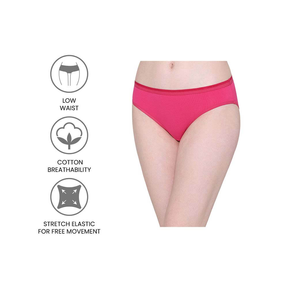 Cotton Low Waist Medium Coverage Everyday Wear Pack of 3 Bikini Panty