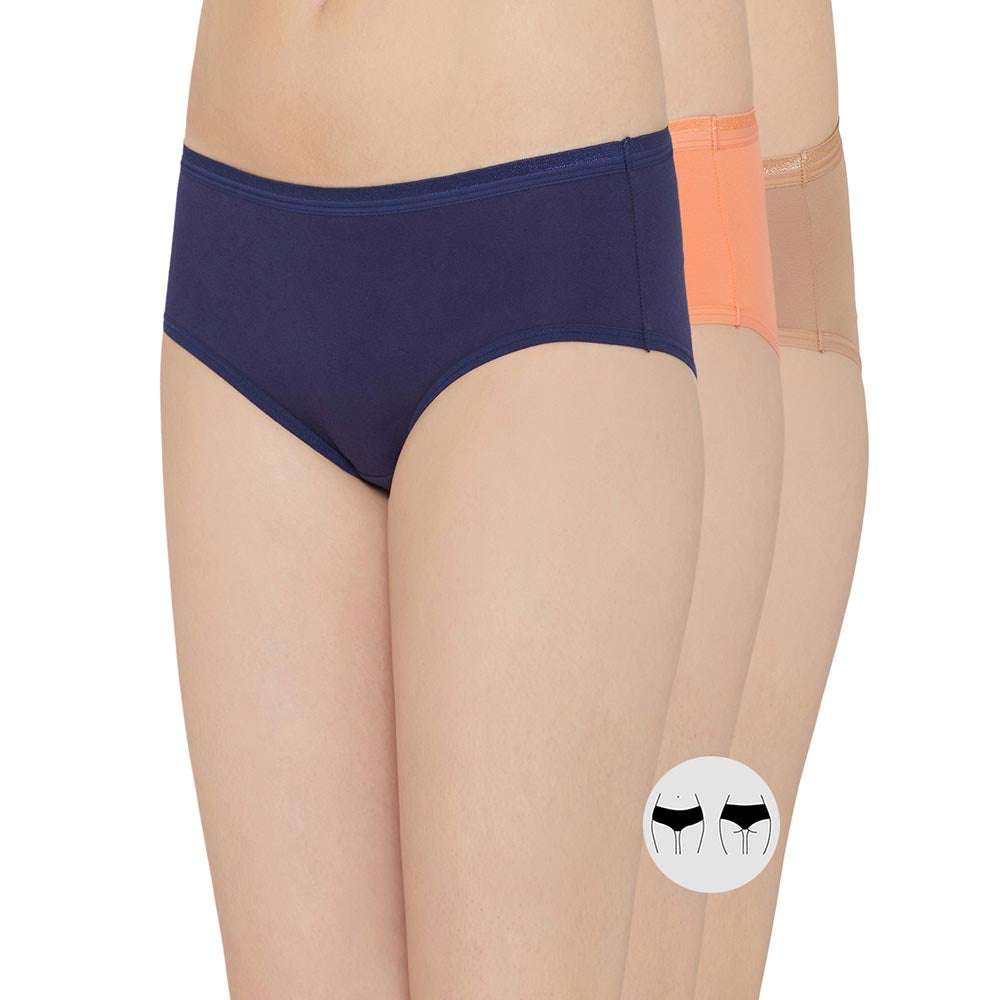 Cotton Mid Waist Medium Coverage Everyday Wear Pack of 3 Hipster Panty