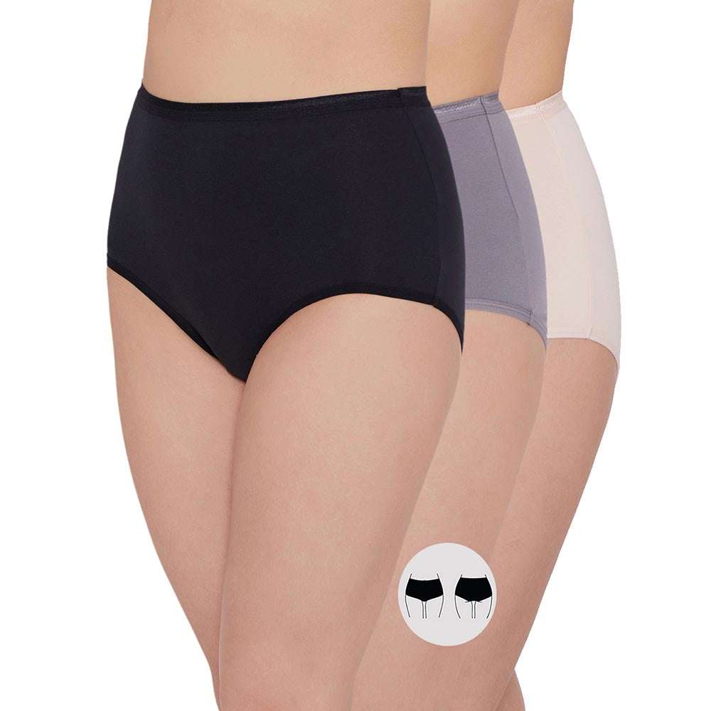 Cotton Full Brief - High Waist Full Coverage Solid Pack Of 3 Panties