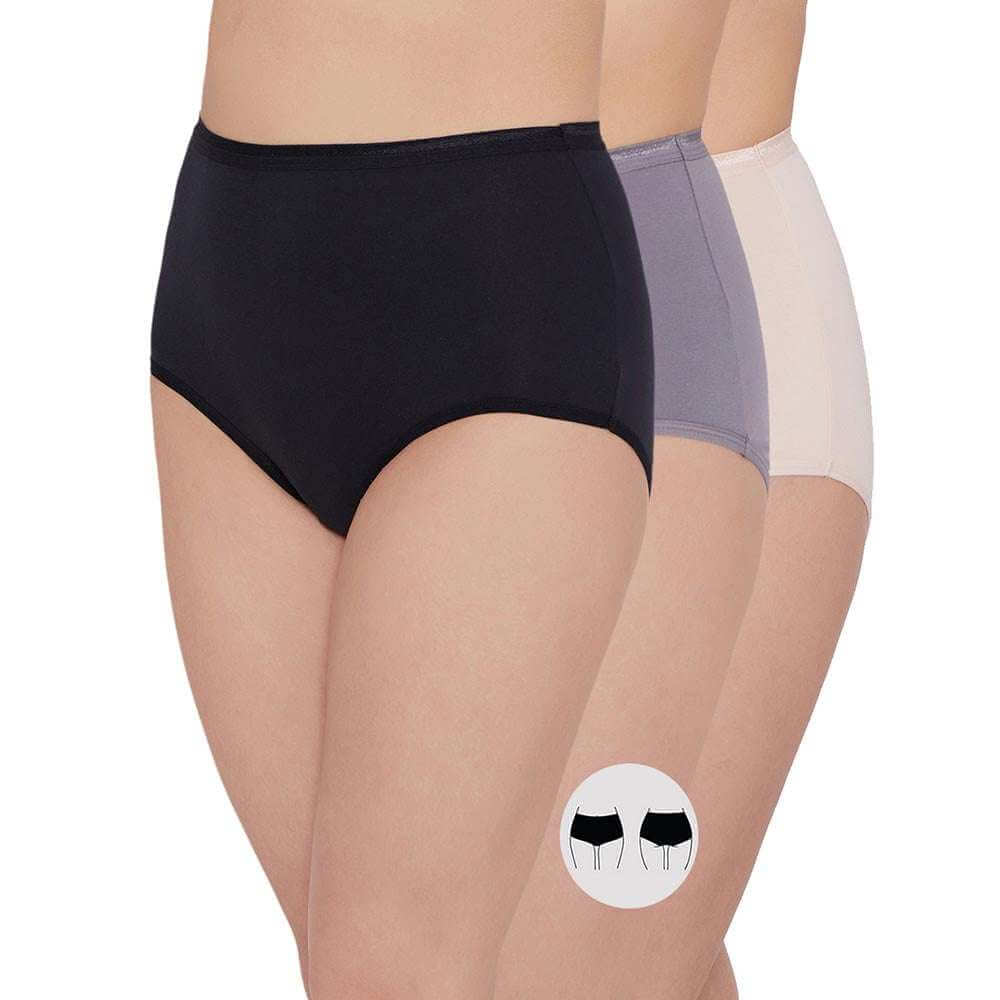 Cotton High Waist Full Coverage Everyday Wear Pack of 3 Full Brief Maxi Panty