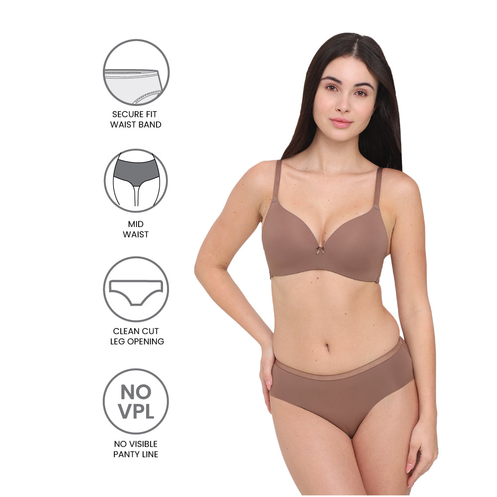 BASICS Zoe Mid-waist Medium Coverage Everyday wear Hipster Panty - Brown