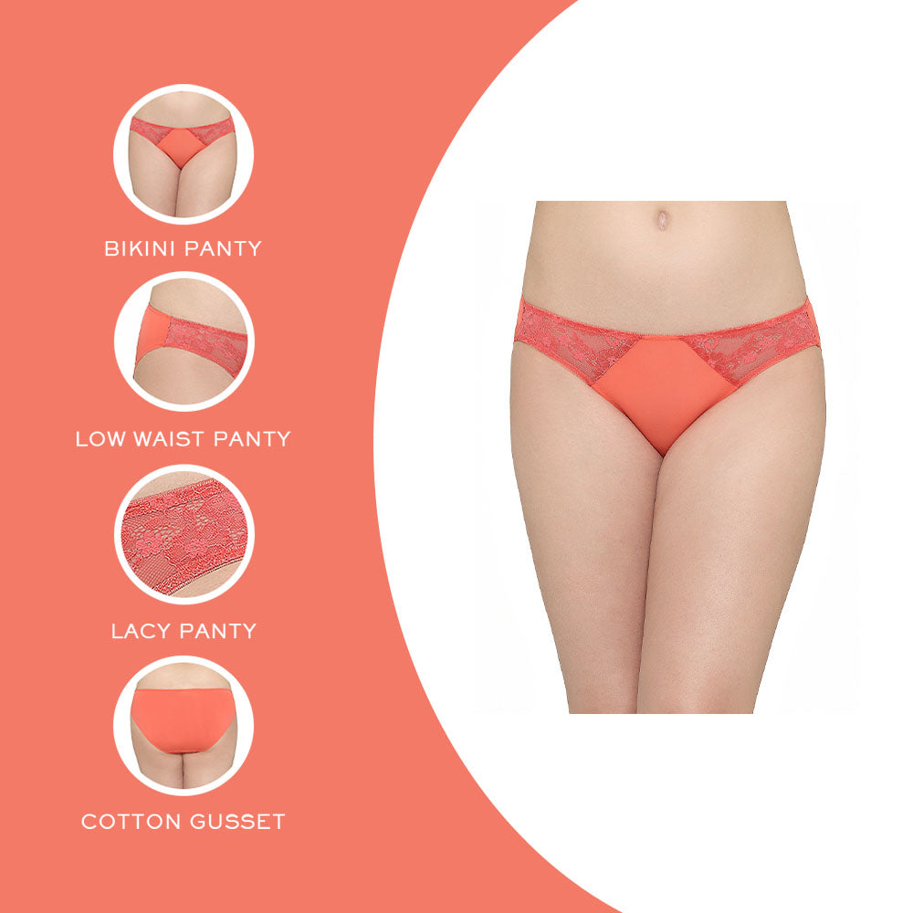 Balcony & Beyond Low Waist Medium Coverage Everyday Wear Bikini Panty - Orange