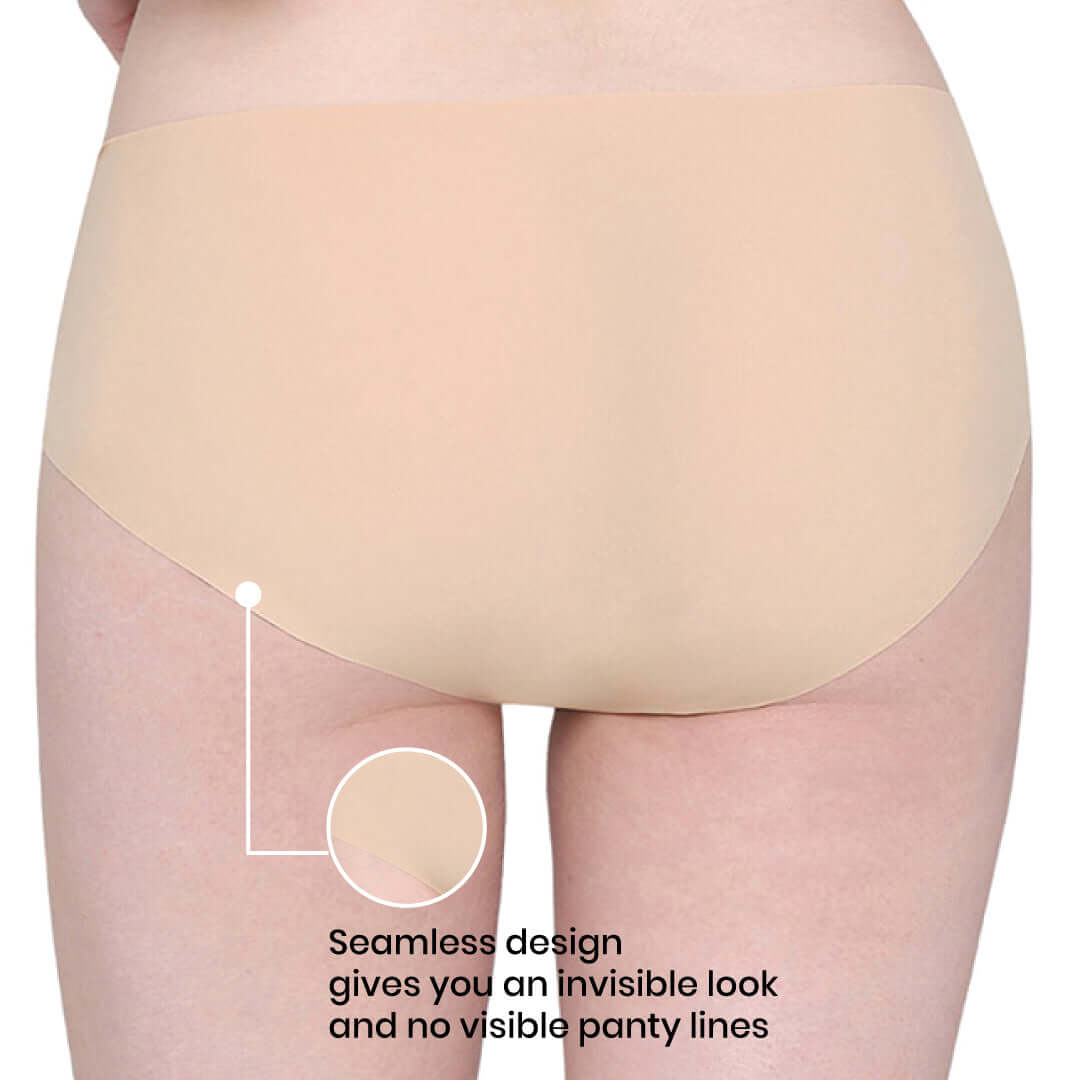 Invisible Comfort Mid-Waist Full Coverage Seamless Everyday wear Hipster Panty - Beige