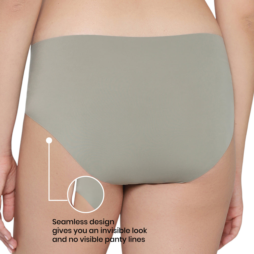Invisible Comfort Mid-Waist Full Coverage Seamless Everyday wear Hipster Panty-Olive