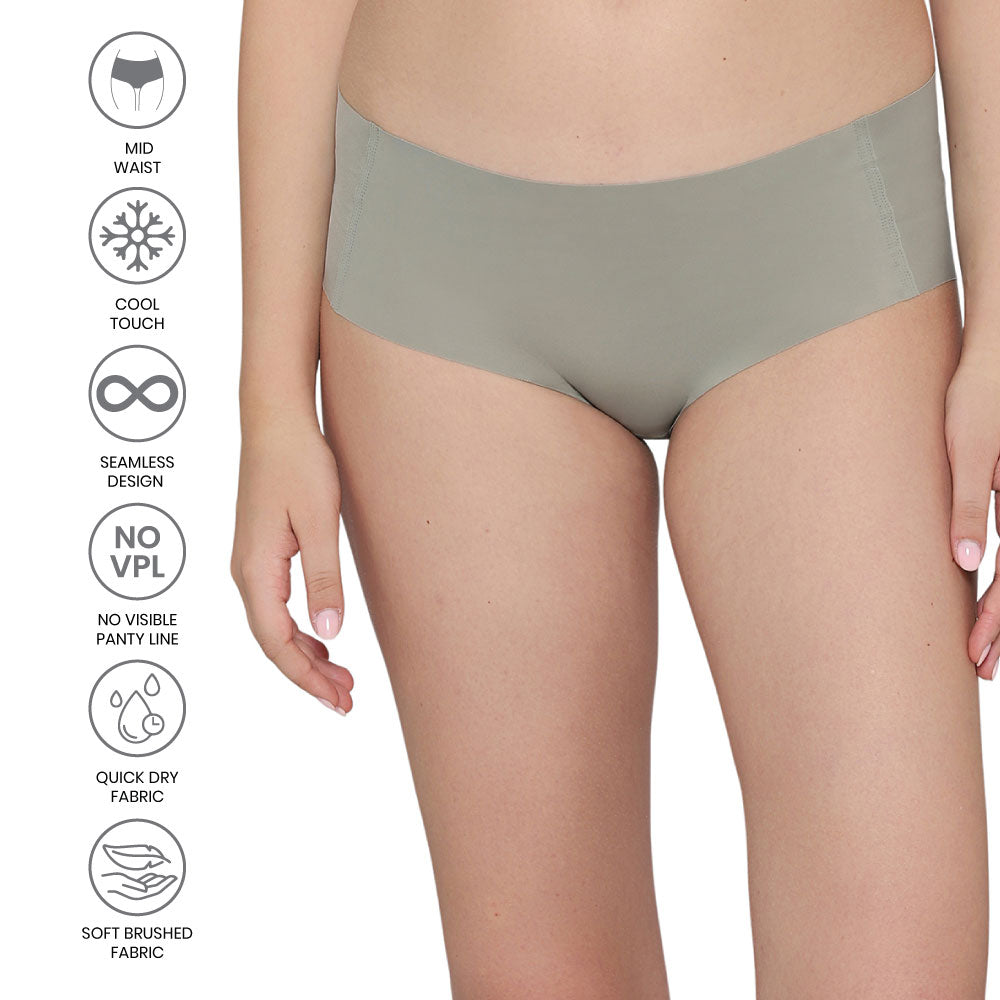 Invisible Comfort Mid-Waist Full Coverage Seamless Everyday wear Hipster Panty-Olive