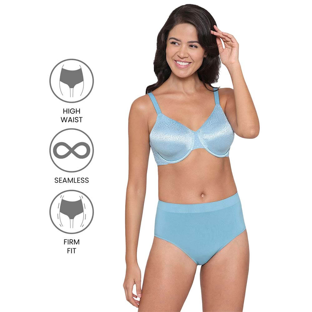 Firm Fit High Waist Full Coverage Everyday Wear Brief Panty - Blue