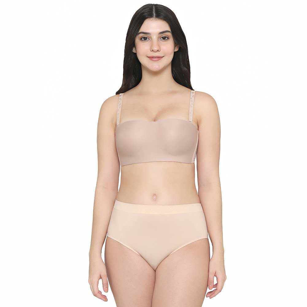 Firm Fit High Waist Full Coverage Everyday Wear Brief Panty - Beige