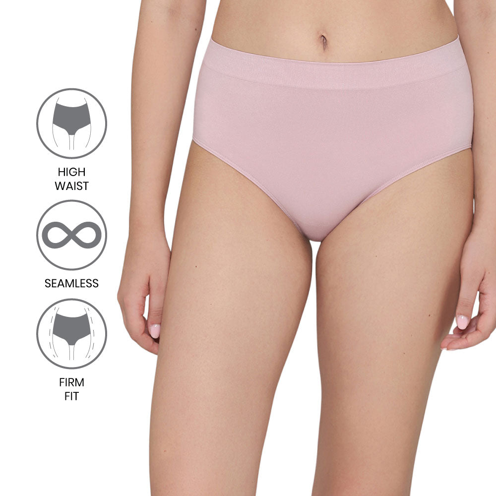 Firm Fit High Waist Full Coverage Everyday Wear Brief Panty-Pink