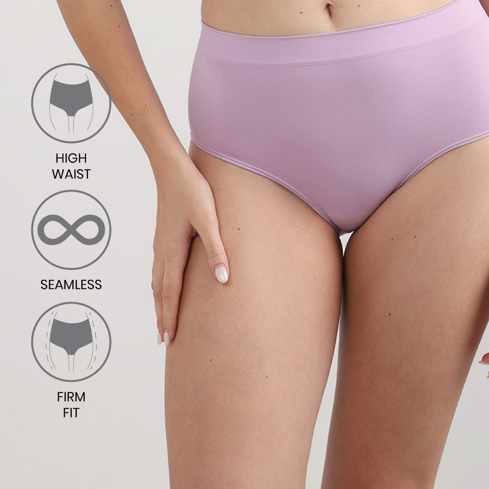 Firm Fit High Waist Full Coverage Everyday Wear Brief Panty-Lavender