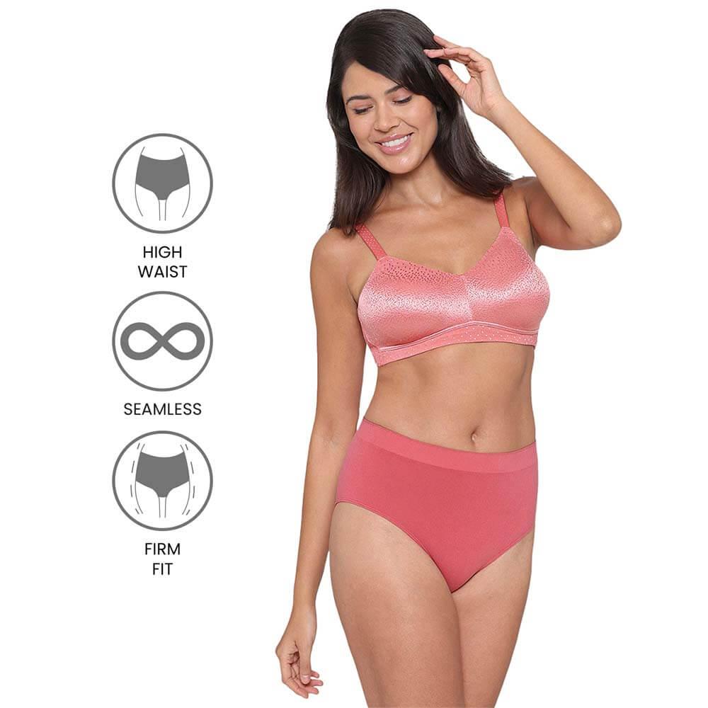 Firm Fit High Waist Full Coverage Everyday Wear Brief Panty - Red