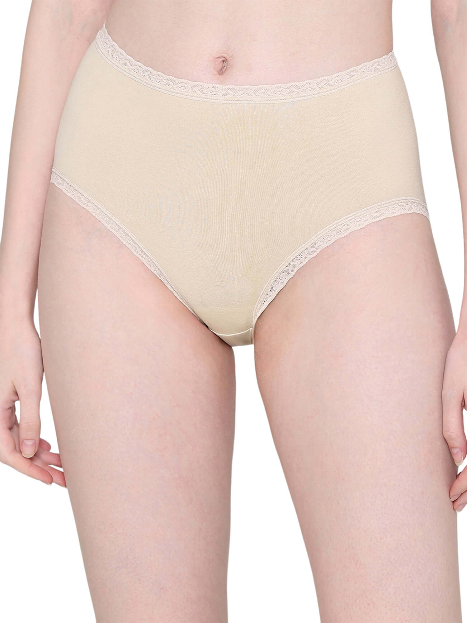 Dear Hip Mid-Waist Full Coverage Comfortable Everyday Wear Brief Panty -Beige