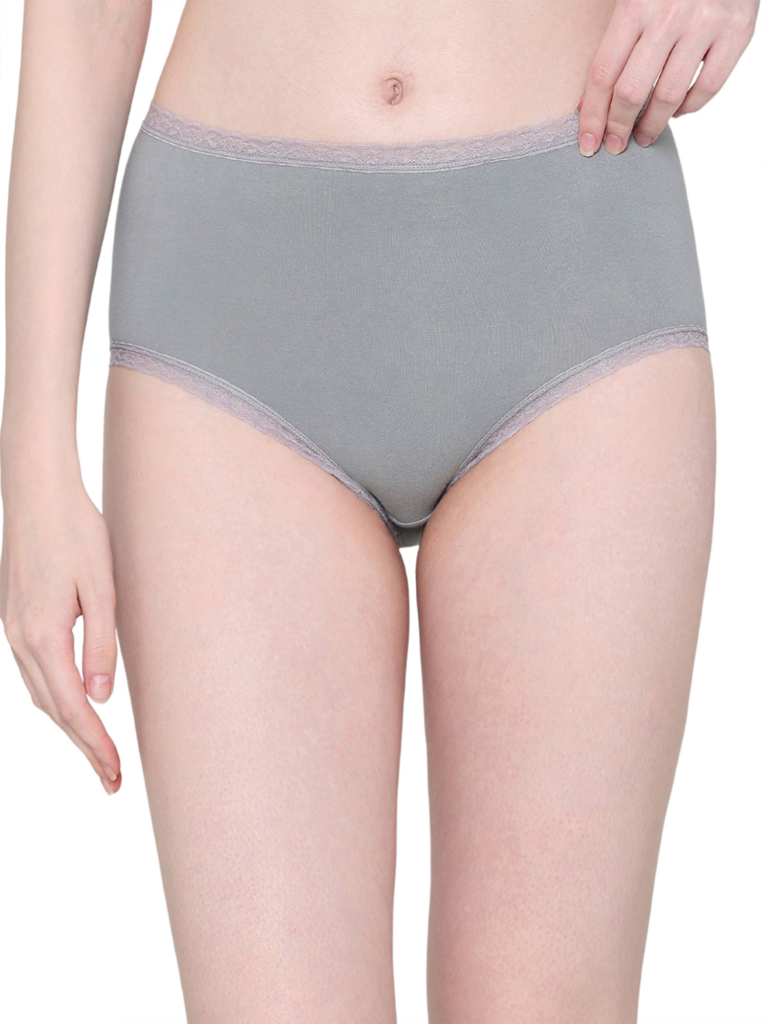 Dear Hip Mid-Waist Full Coverage Comfortable Everyday Wear Brief Panty -Grey