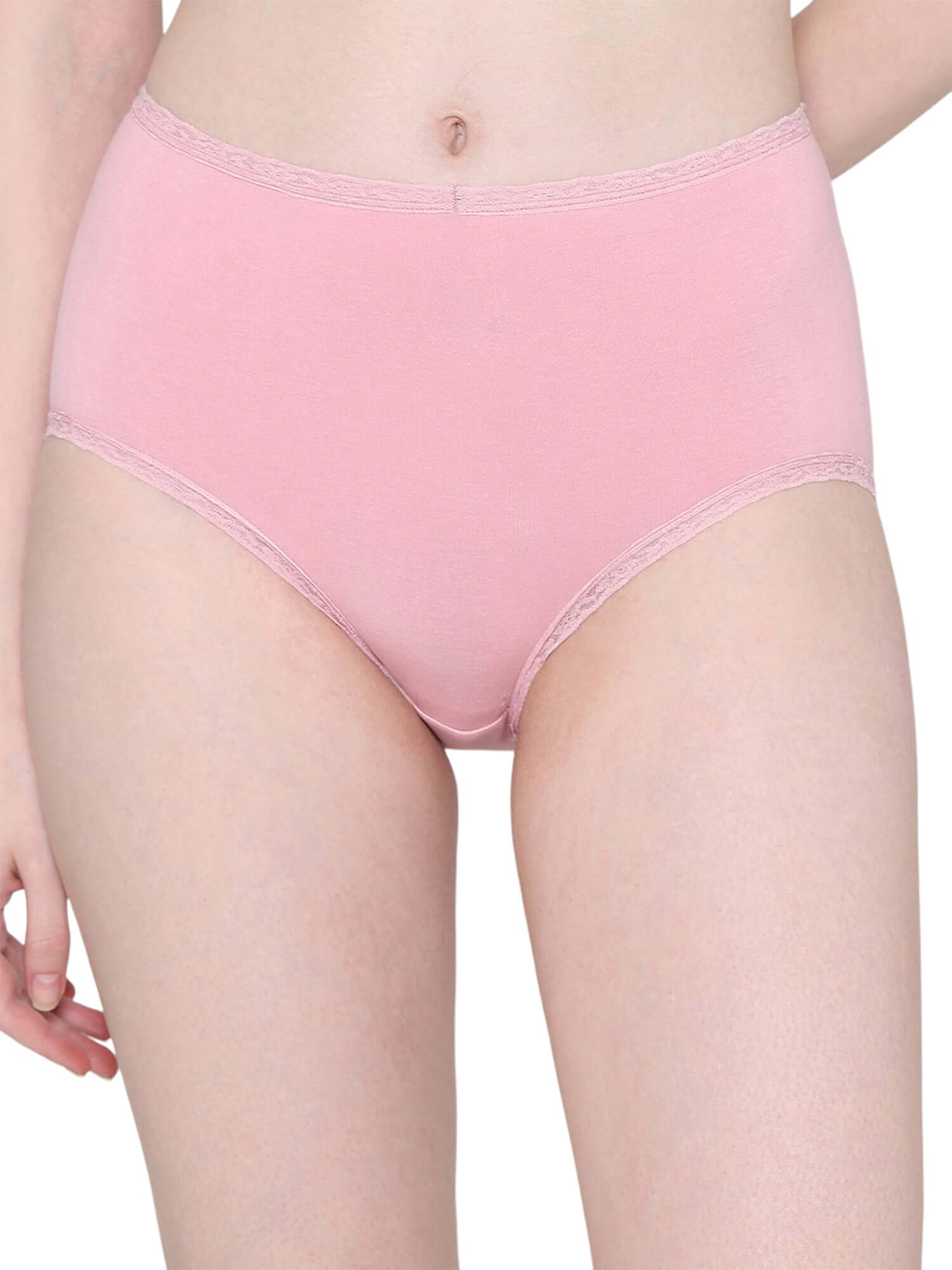 Dear Hip Mid-Waist Full Coverage Comfortable Everyday Wear Brief Panty -Pink