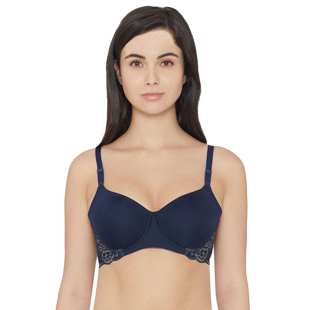 Love To Lace Padded Wired 3/4Th Cup T-Shirt Bra-Blue