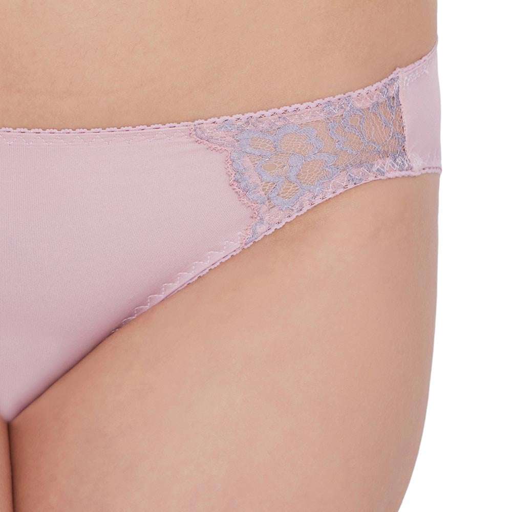 Love to Lace  Mid Waist Medium Coverage Everyday Wear Bikini Panty - Pink