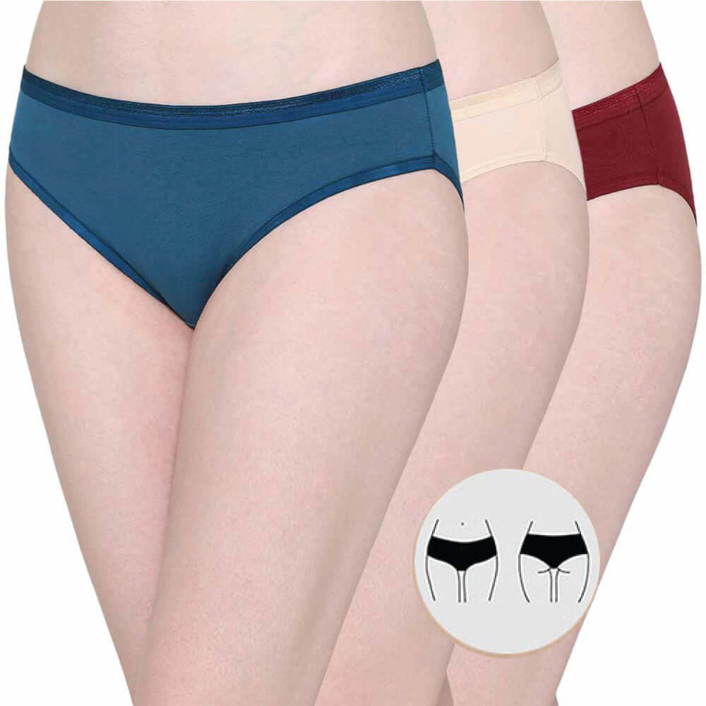 Cotton Low Waist Medium Coverage Everyday Wear Pack of 3 Bikini Panty