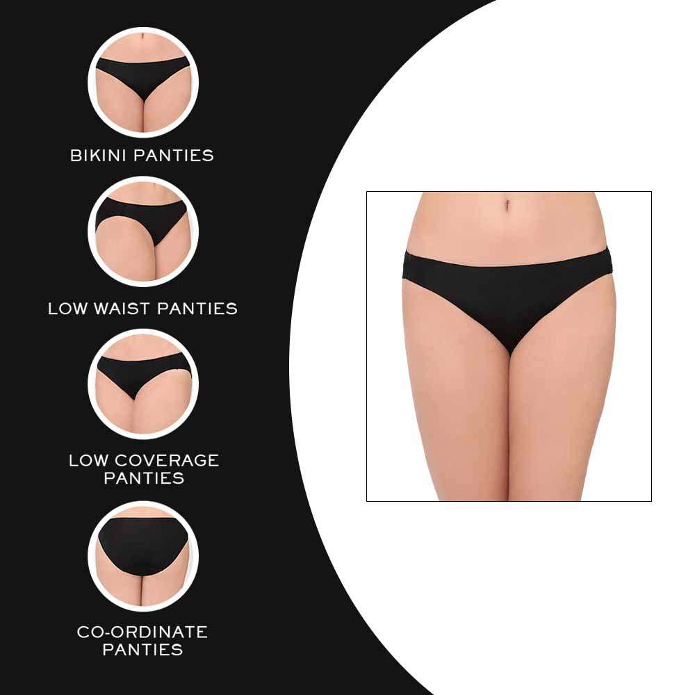 Basic Mold Low Waist Low Coverage Everyday Wear Bikini Panty - Black