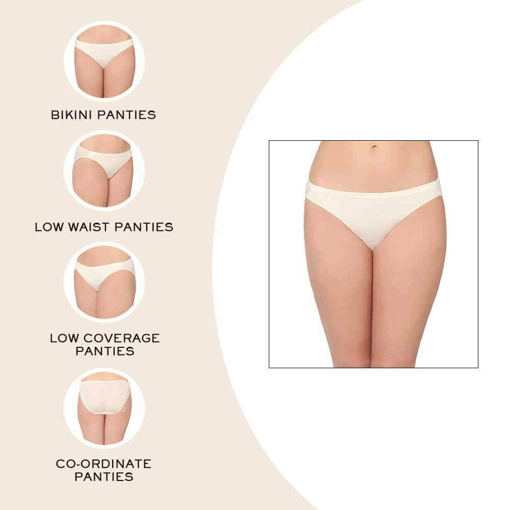 Basic Mold Low Waist Low Coverage Everyday Wear Bikini Panty - Cream