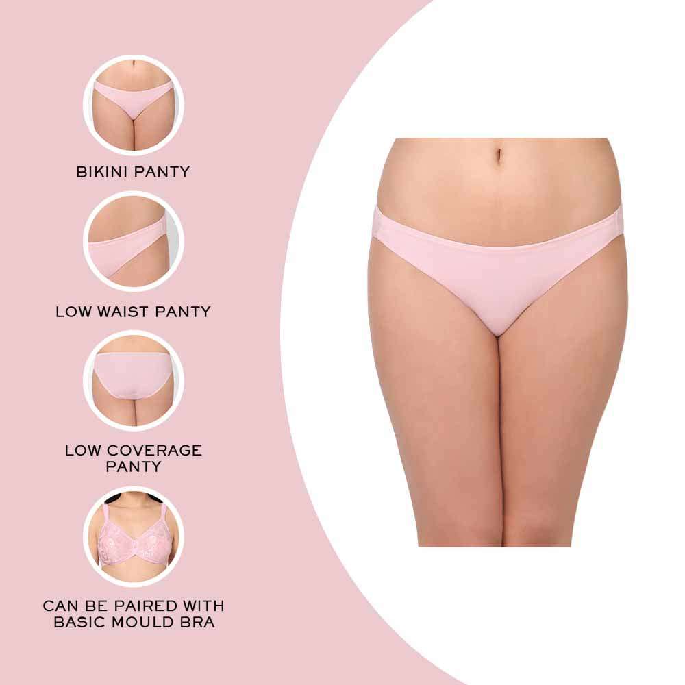 Basic Mold Low Waist Low Coverage Everyday Wear Bikini Panty - Light Pink
