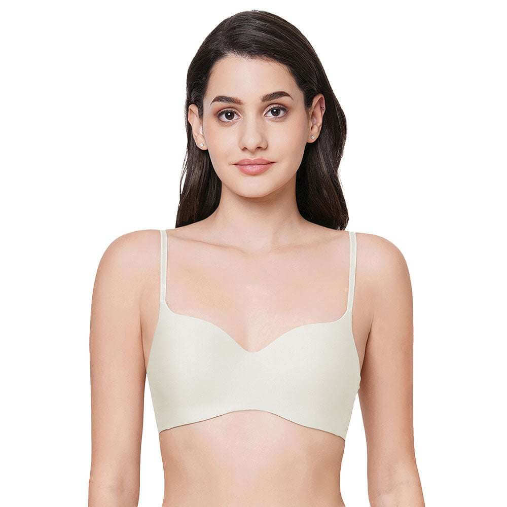 Basic Mold Padded Non-wired 3/4th Cup Everyday Wear Seamless T-Shirt Bra - Cream