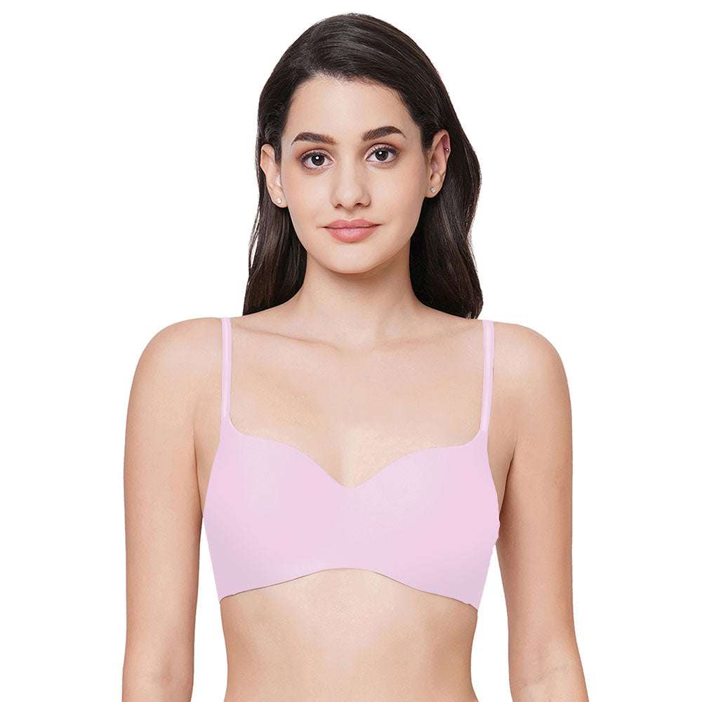 Basic Mold  Padded Non-wired  3/4th Cup Everyday Wear Seamless T-Shirt Bra - Mauve