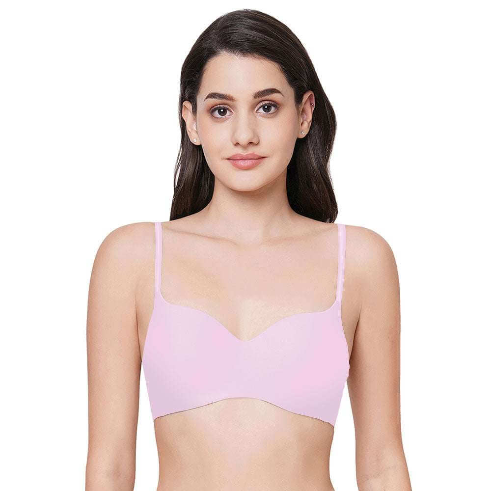 Basic Mold Padded Non-wired 3/4th Cup Everyday Wear Seamless T-Shirt Bra - Mauve