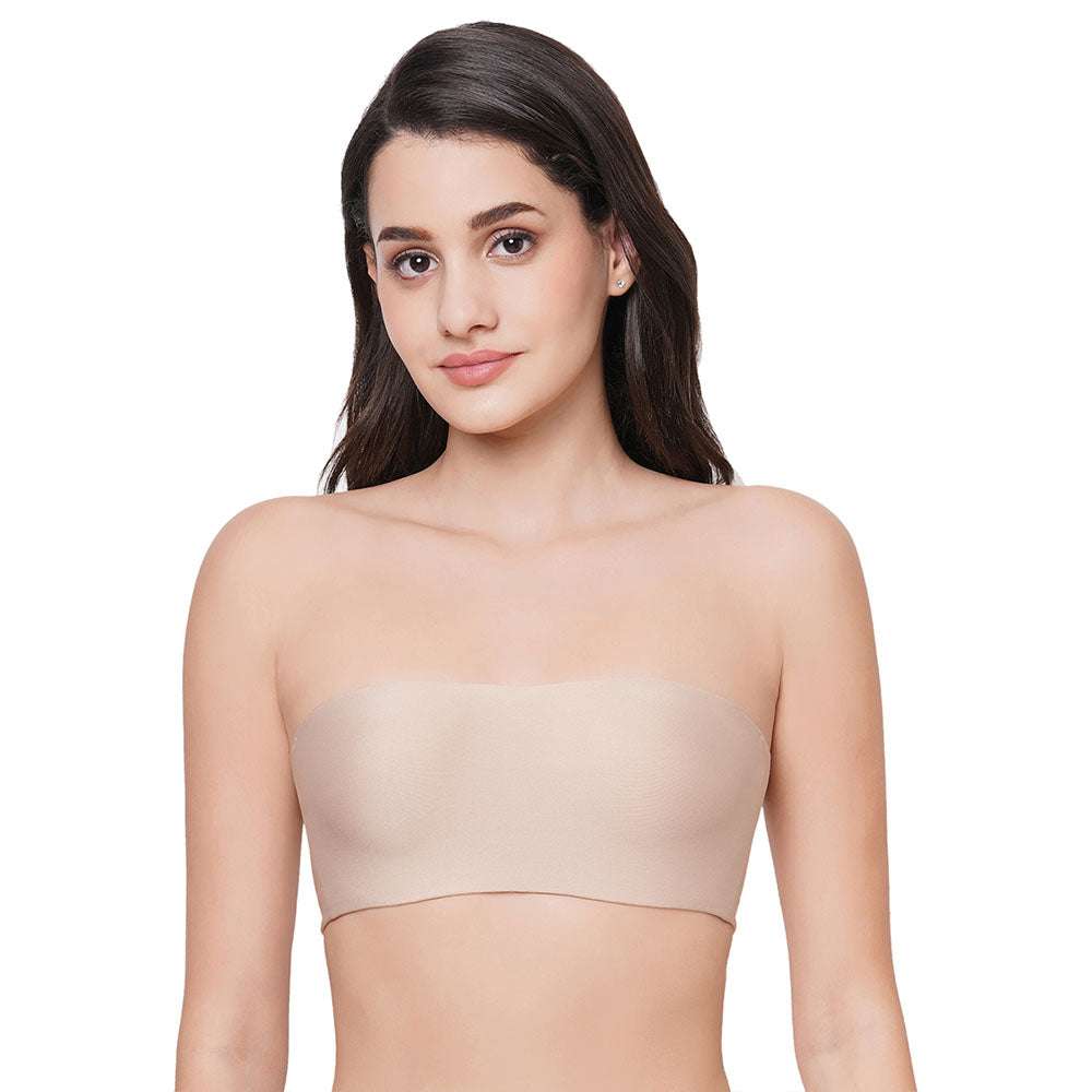 Basic Mold Padded Wired Half Cup Strapless Bandeau T Shirt Bras Beige