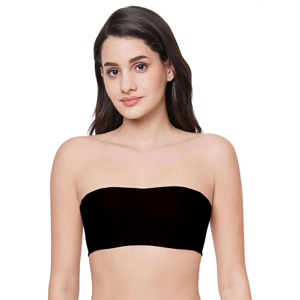 Basic Mold Padded Wired Half Cup Strapless Bandeau T Shirt Bras Black