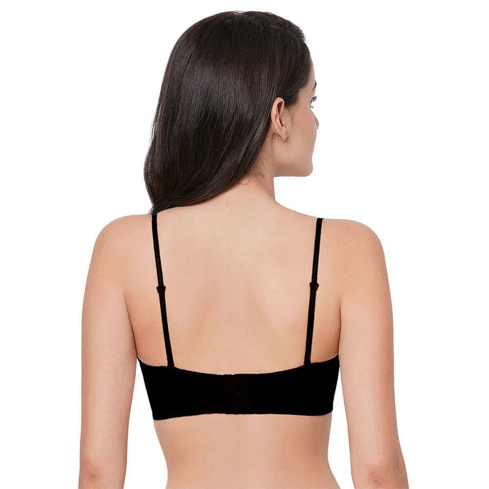 Basic Mold Padded Wired Half Cup Strapless Bandeau T-Shirt Bra - Black