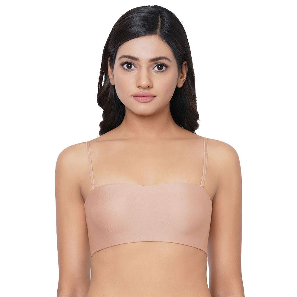 Basic Mold Padded Wired Half Cup Strapless Bandeau T Shirt Bras Café Cream