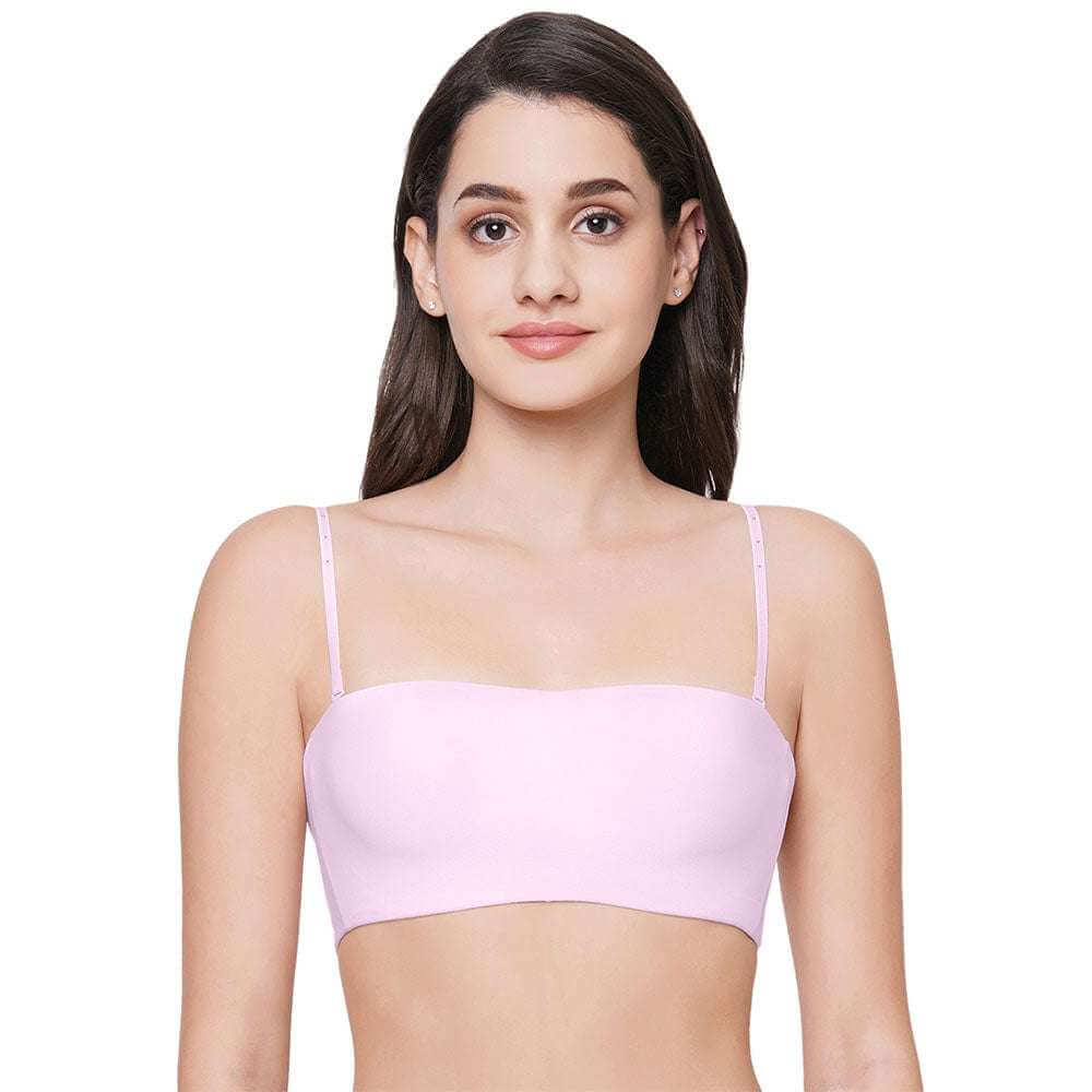 Basic Mold Padded Wired Half Cup Strapless Bandeau T-Shirt Bra - Mauve