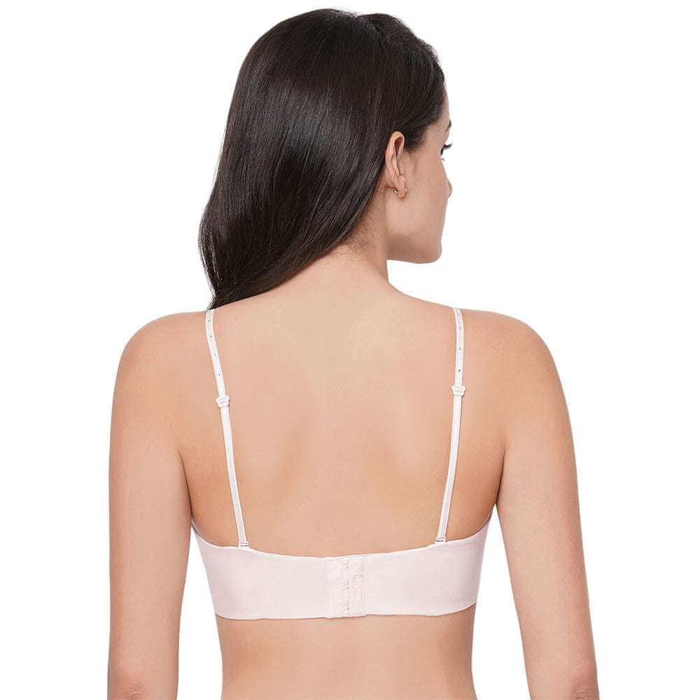 Basic Mold Padded Wired Half Cup Strapless Bandeau T-Shirt Bra - Light Pink